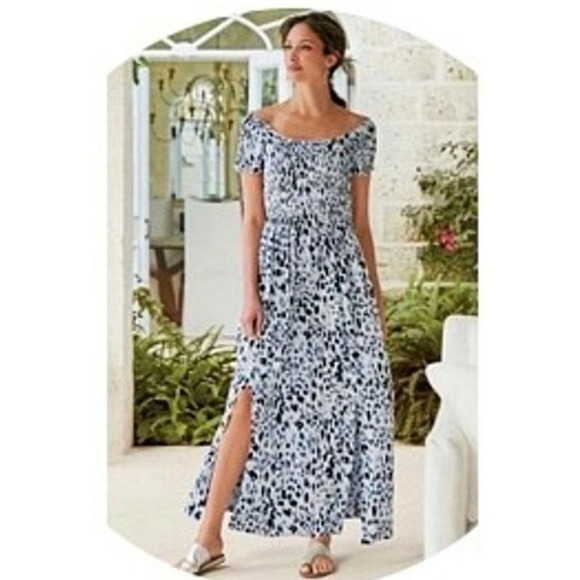 Soft Surroundings Women's Petite Printed Flowy Soft Long Maxi Dress Size PM - Picture 1 of 11